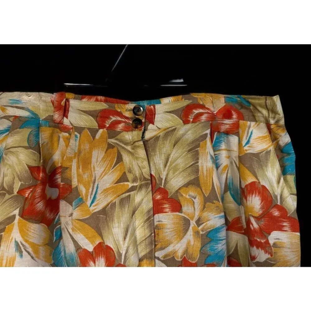 Vintage Chaus Linen Blend Shorts Sz. 16 High Waist Pleats Country Club Y2K